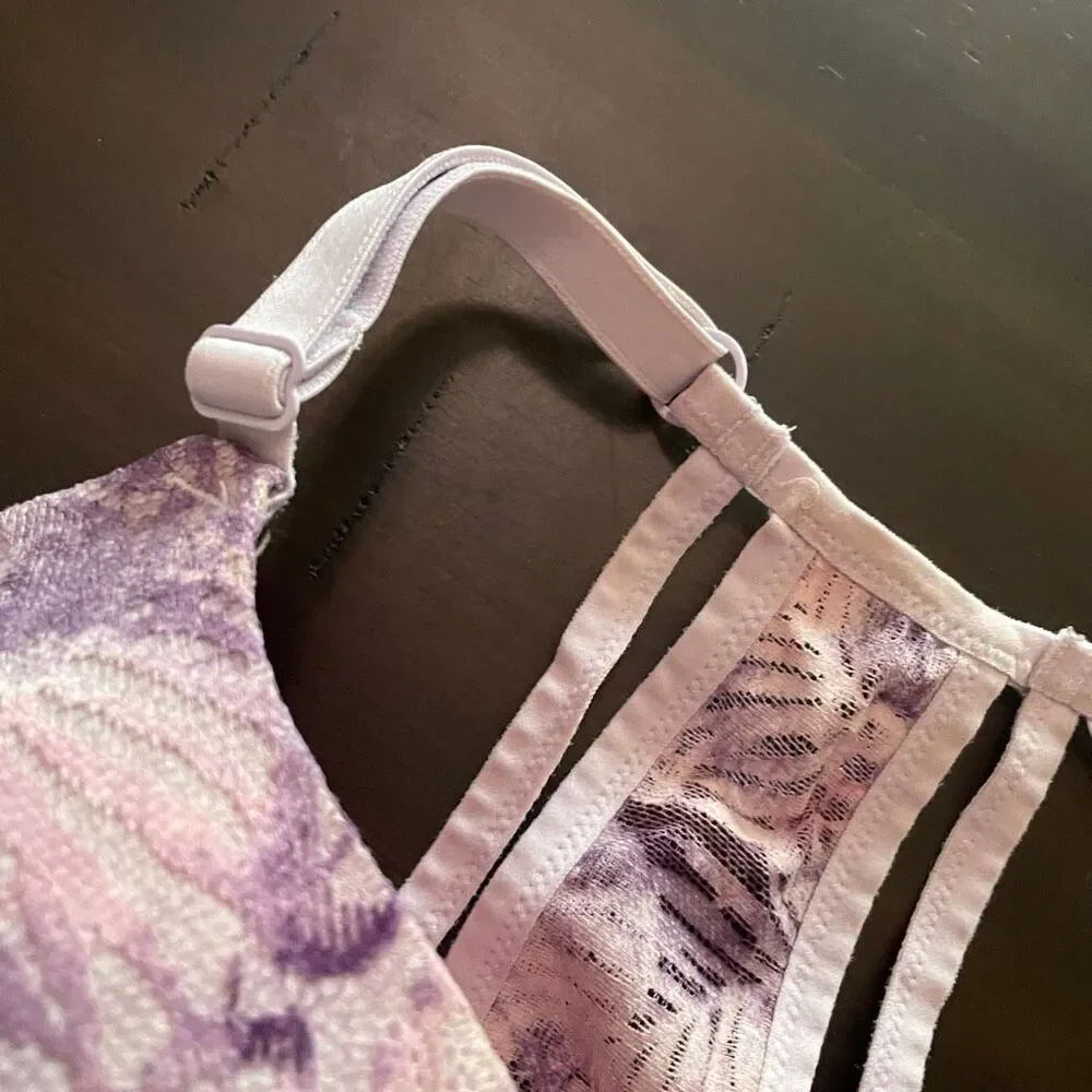 Victoria's Secret PINK 36DD Lightly Lined Front Closure Bra Tye Dye Purple Pink